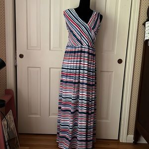 Lands End maxi striped cotton sleeveless dress, size small in EUC.